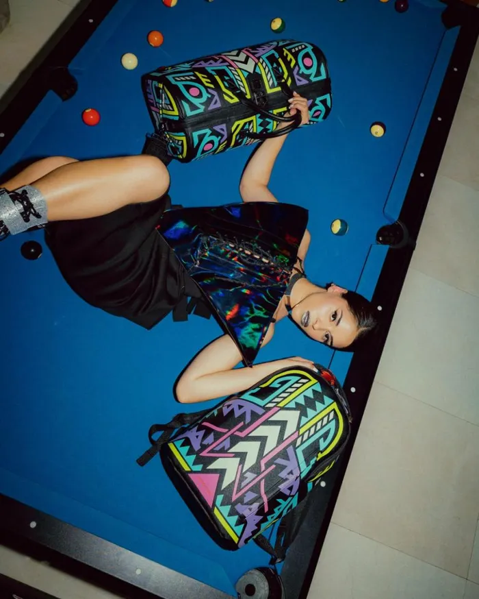 AI PATH TO THE FUTURE III DUFFLE 8211 SANDFLOWER COLLAB GLOW IN THE DARK Bags SPRAYGROUND