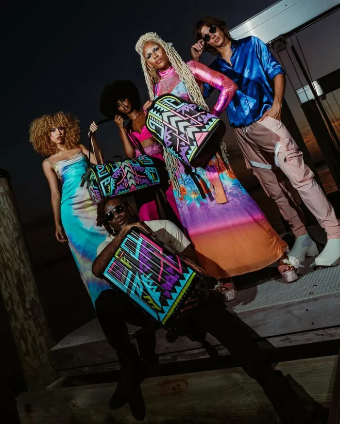 AI PATH TO THE FUTURE III DUFFLE 8211 SANDFLOWER COLLAB GLOW IN THE DARK Bags SPRAYGROUND