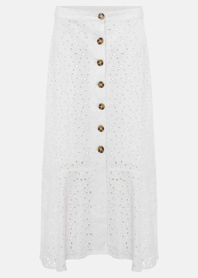 Abla Broderie Midi Skirt White Women Phase Eight Skirts