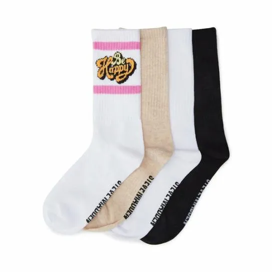 Accessories BE HAPPY CREW SOCKS WHITE MULTI White Multi Steve Madden Socks and Tights