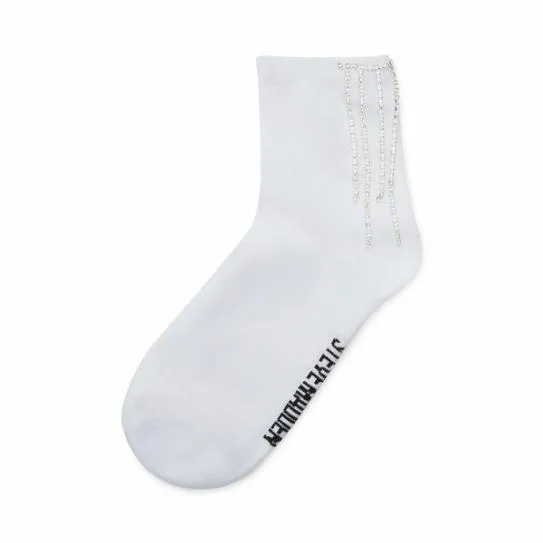 Accessories CRYSTAL FRINGE ANKLET SOCKS WHITE White Steve Madden Socks and Tights