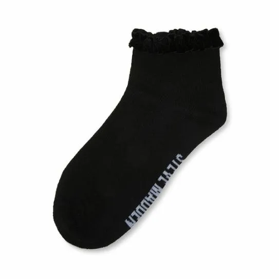Accessories VELVET RUFFLE ANKLET SOCK BLACK Black Steve Madden Socks and Tights