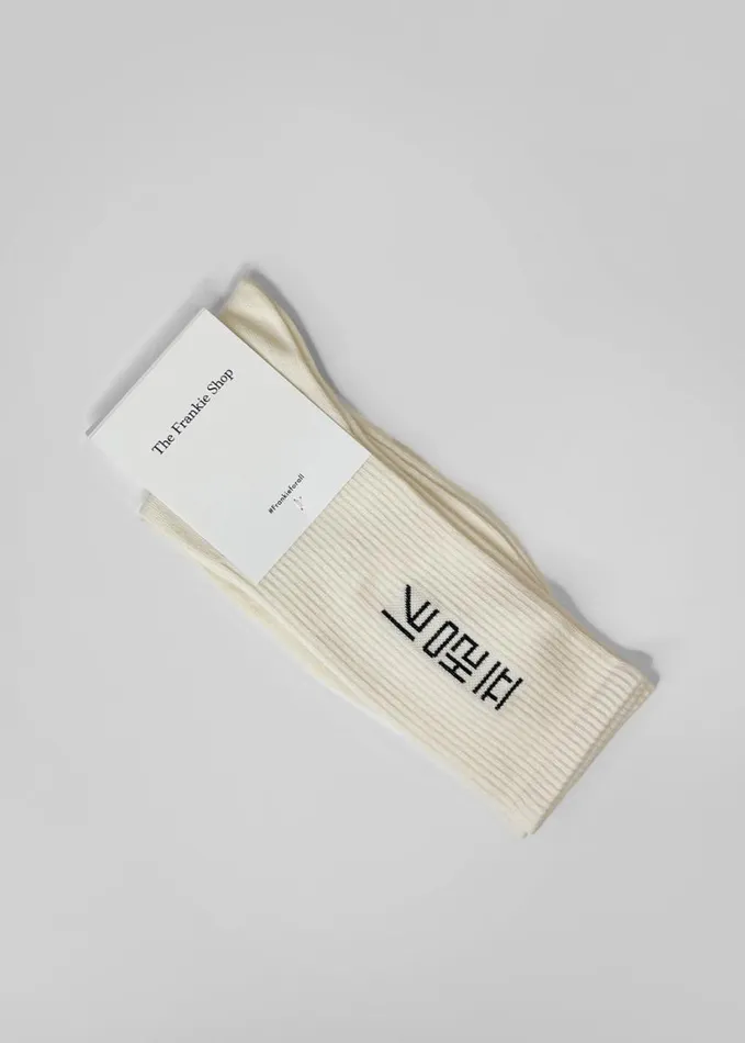 Accessories WomenMen The Frankie Shop Frankie In Korean Ribbed Socks 8211 Vanilla