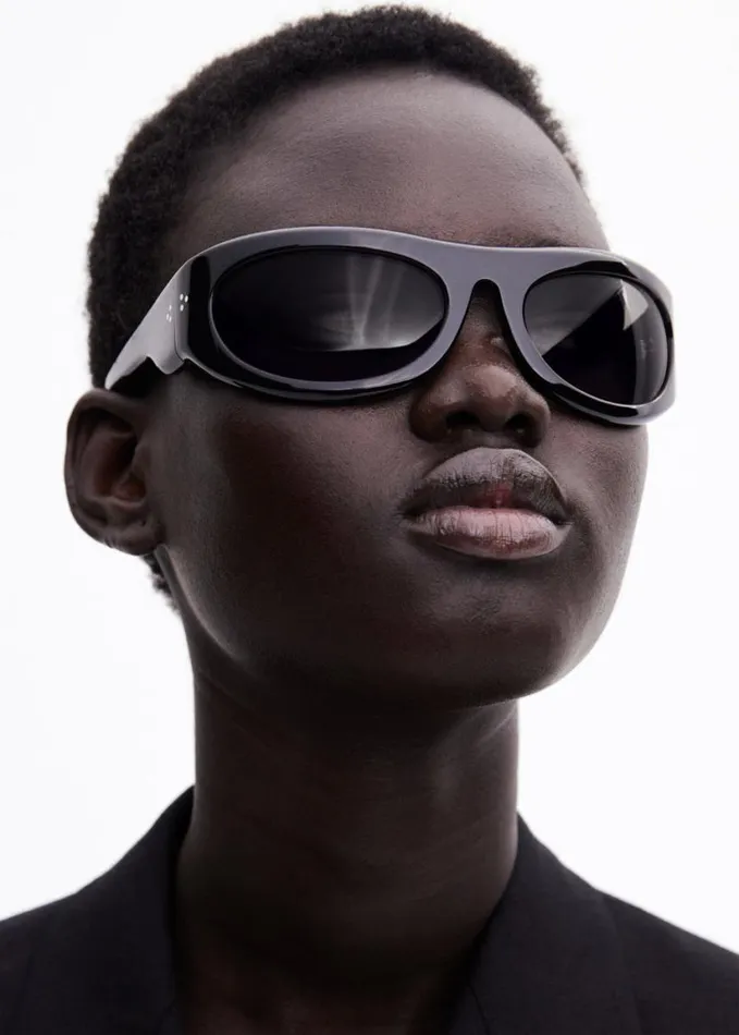 Accessories WomenMen The Frankie Shop Port Tanger Safaa Sunglasses 8211 Black AcetateBlack Lens