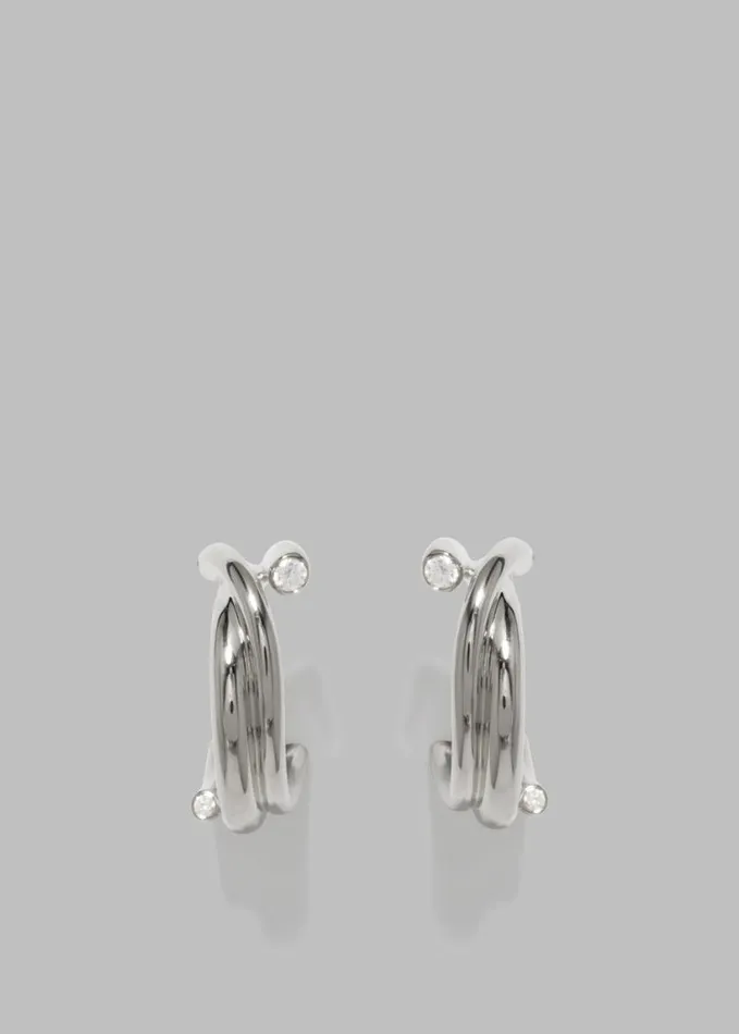 Accessories Women The Frankie Shop Completedworks Zirconia Hoop Earrings 8211 Silver