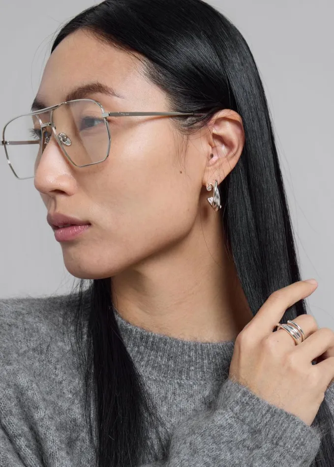 Accessories Women The Frankie Shop Completedworks Zirconia Hoop Earrings 8211 Silver
