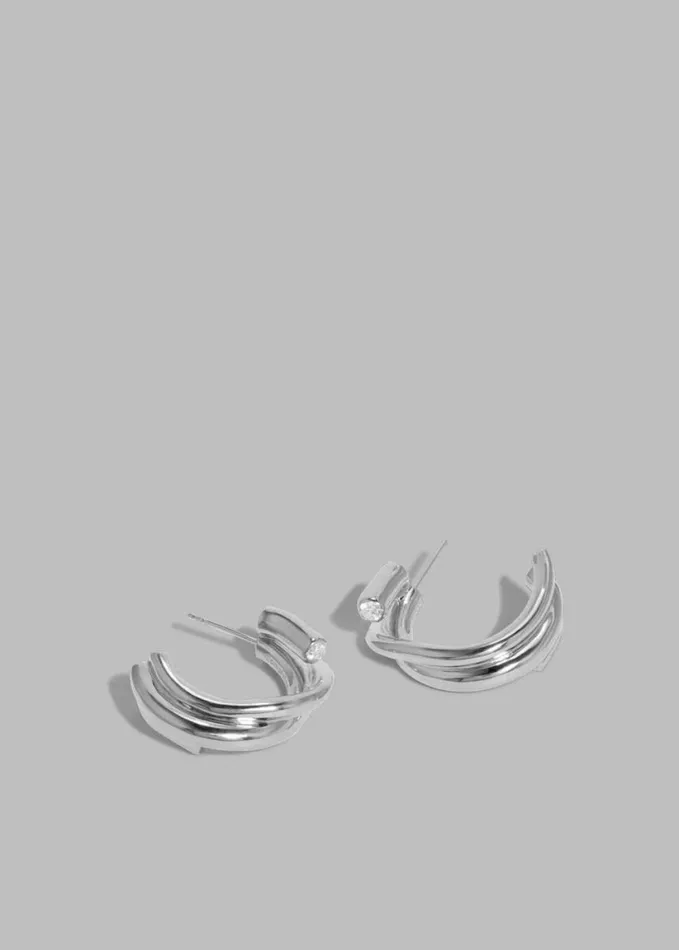 Accessories Women The Frankie Shop Completedworks Zirconia Hoop Earrings 8211 Silver