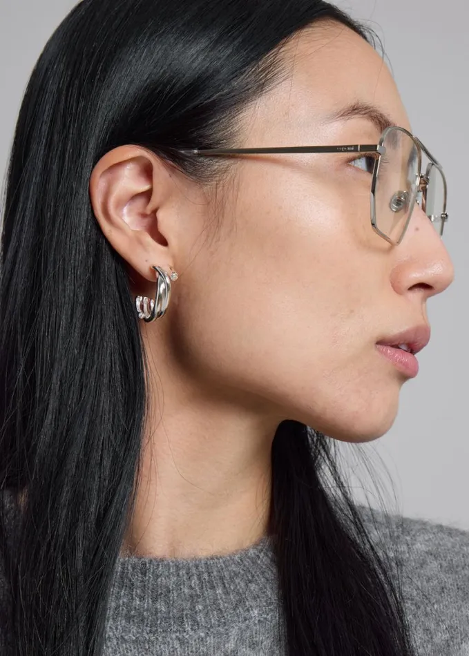 Accessories Women The Frankie Shop Completedworks Zirconia Hoop Earrings 8211 Silver