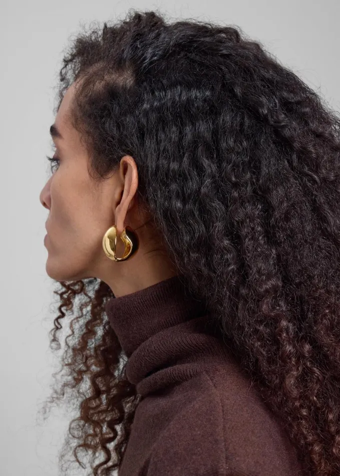 Accessories Women The Frankie Shop Coperni Creole Logo Earrings 8211 Gold
