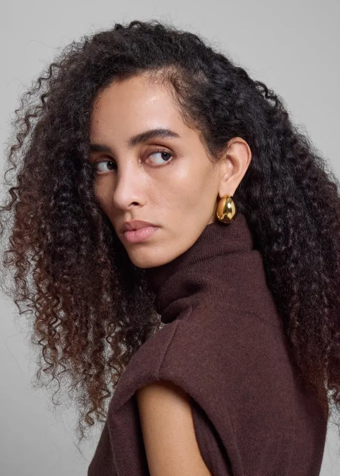 Accessories Women The Frankie Shop Coperni Creole Logo Earrings 8211 Gold