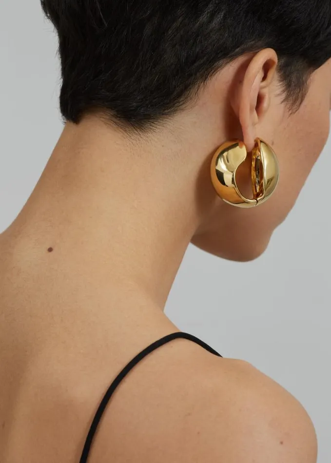 Accessories Women The Frankie Shop Coperni XL Logo Creole Earrings 8211 Gold