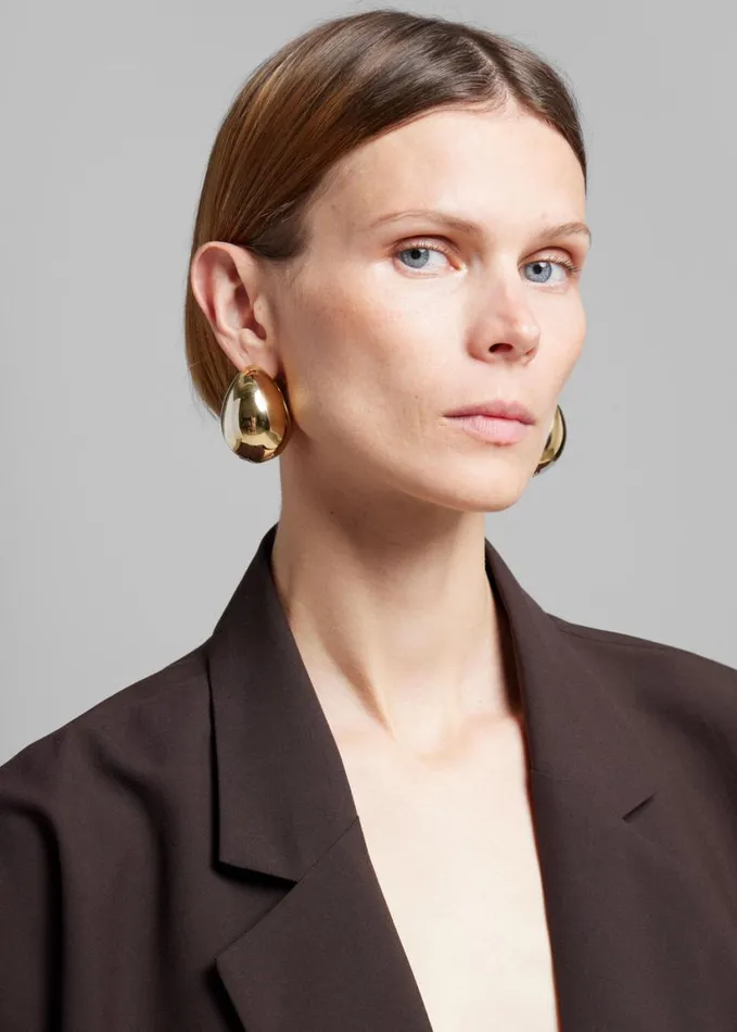 Accessories Women The Frankie Shop Coperni XL Logo Creole Earrings 8211 Gold