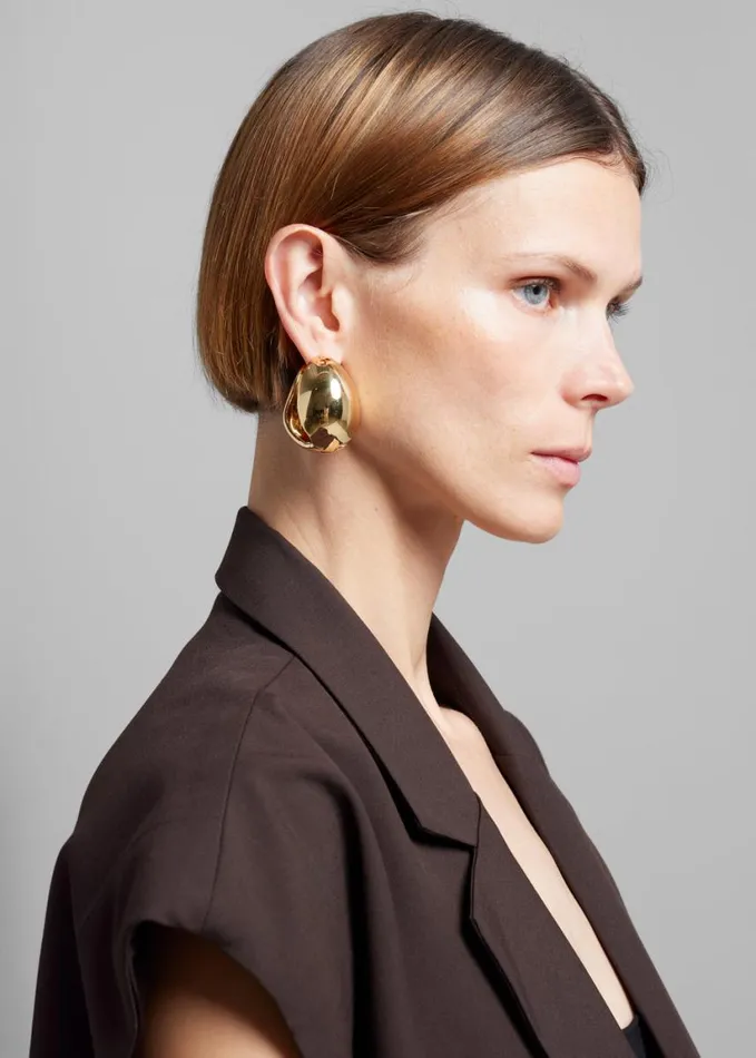 Accessories Women The Frankie Shop Coperni XL Logo Creole Earrings 8211 Gold