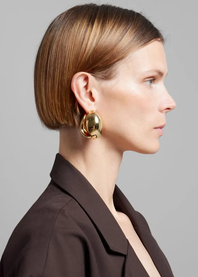 Accessories Women The Frankie Shop Coperni XL Logo Creole Earrings 8211 Gold