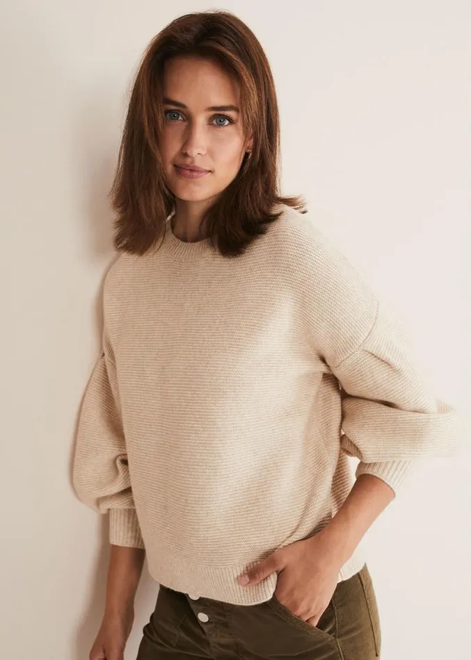 Afia Bell Sleeve Knitted Jumper Oatmeal Women Phase Eight Knitwear