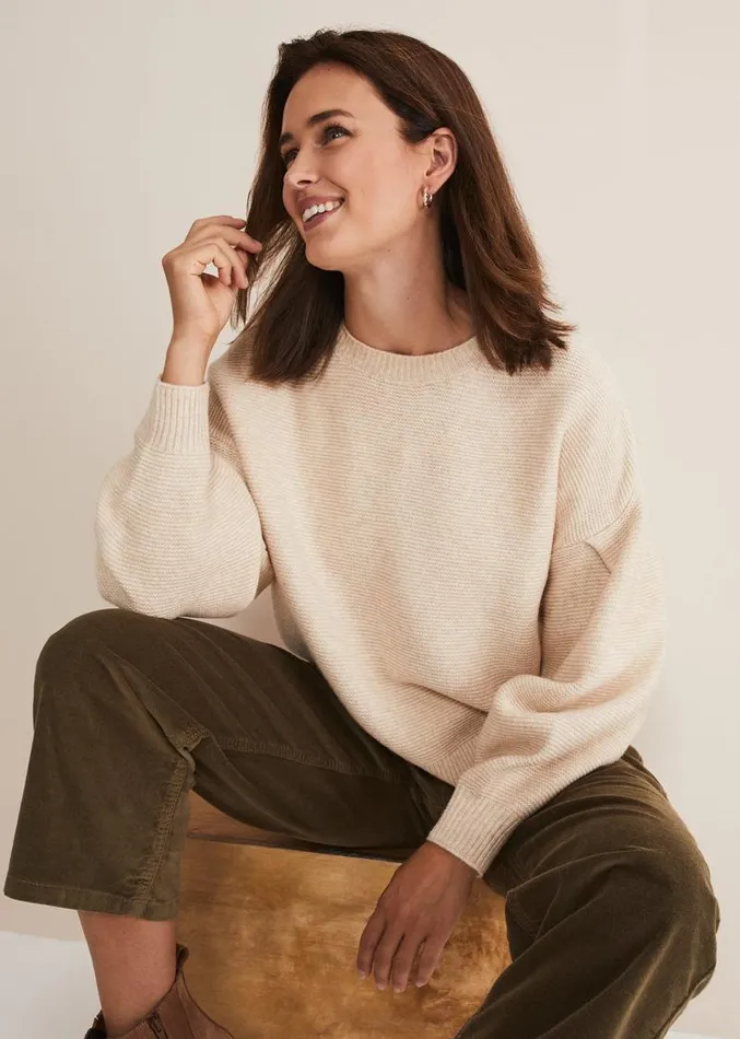 Afia Bell Sleeve Knitted Jumper Oatmeal Women Phase Eight Knitwear