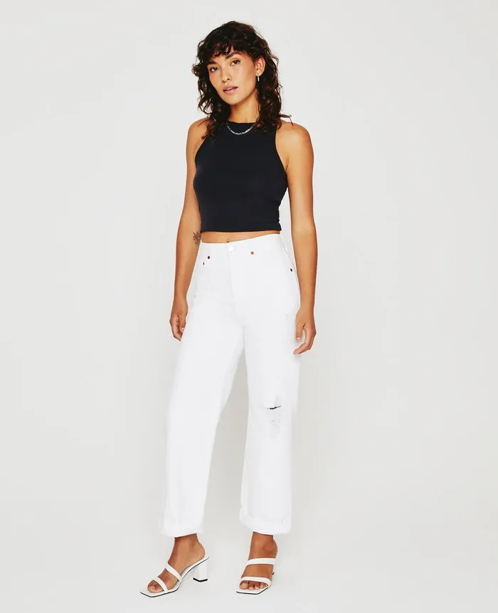AG Jeans Denim Women Knoxx AUTHENTIC WHITE DESTRUCTED