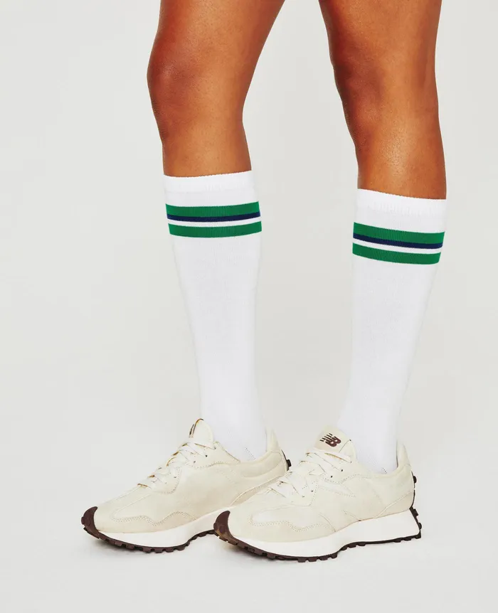 AG Jeans Socks WomenMen Weddington Knee High Socks TRIPLE STRIPE MATCH WHITE