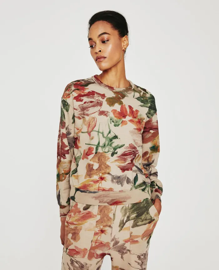 AG Jeans Sweatshirts Women Nova Crew GARDEN CAMO NEUTRAL MULTI