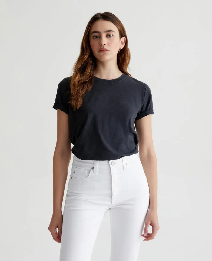 AG Jeans Tees and Tanks Women Jagger Crew 5 YEARS TRUE BLACK