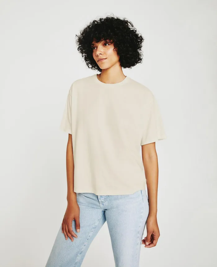 AG Jeans Tees and Tanks Women Karter ExBoyfriend IVORY DUST
