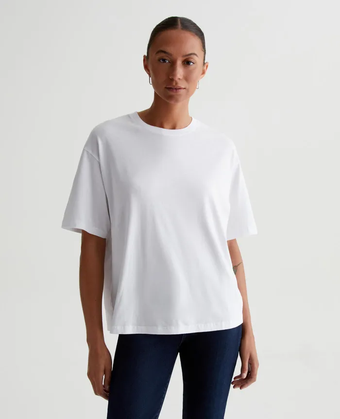 AG Jeans Tees and Tanks Women Karter ExBoyfriend TRUE WHITE