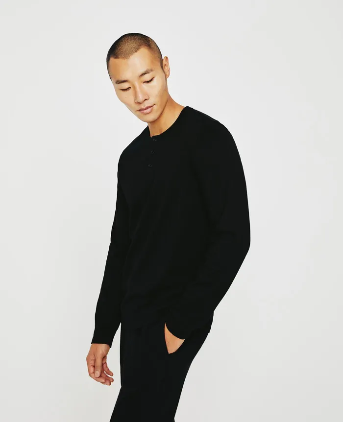 AG Jeans Tees Men Bryce Long Sleeve Henley TRUE BLACK AG Jeans Tees Men Bryce Long Sleeve Henley TRUE BLACK