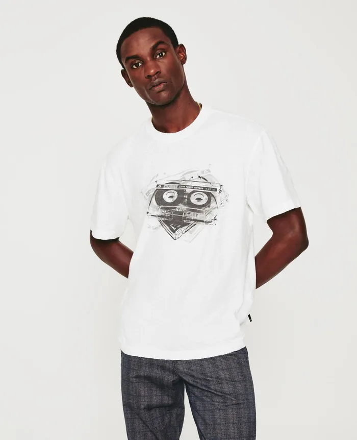 AG Jeans Tees Men Wesley Crew MIX TAPE 5 YEARS TRUE WHITE