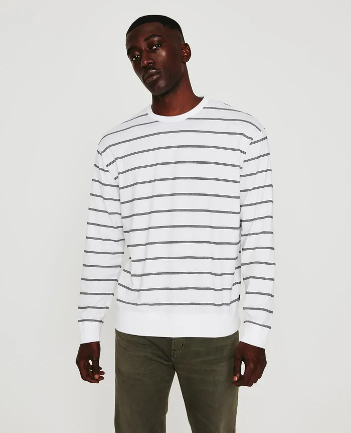 AG Jeans Tees Men Wesley Pullover TRUE WHITETRUE BLACK