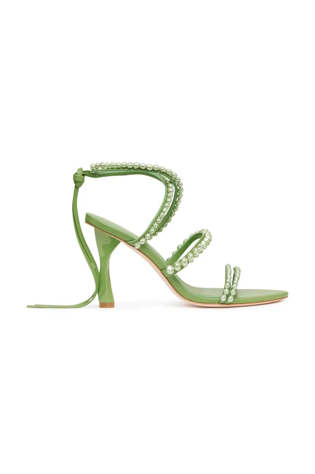Aje Alba Pearl Sculptural Heel Fern Green Women Shoes