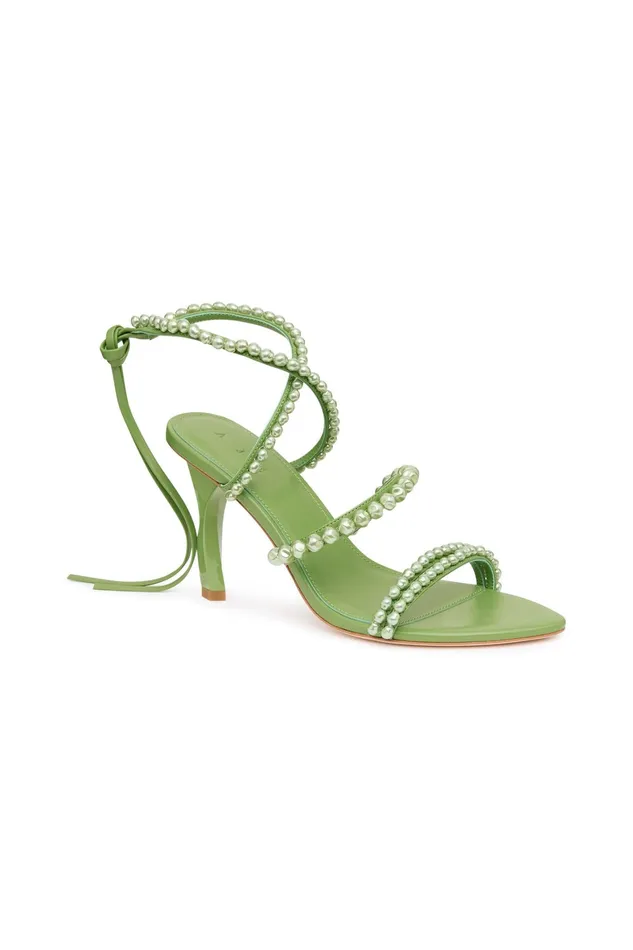 Aje Alba Pearl Sculptural Heel Fern Green Women Shoes