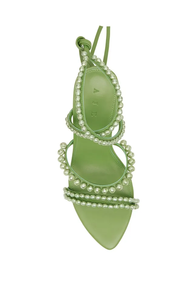 Aje Alba Pearl Sculptural Heel Fern Green Women Shoes