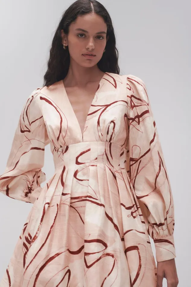 Aje Amelia Plunge Mini Dress Whimsical Dove Women Dresses