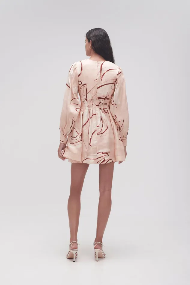 Aje Amelia Plunge Mini Dress Whimsical Dove Women Dresses