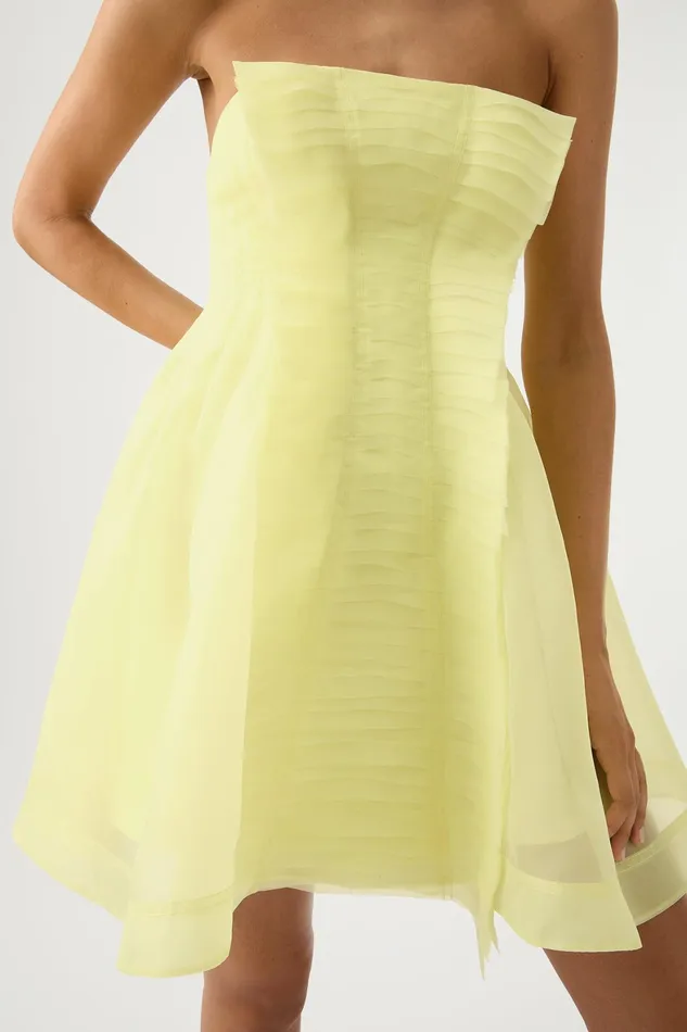Aje Astrid Strapless Mini Dress Soft Lemon Yellow Women Dresses