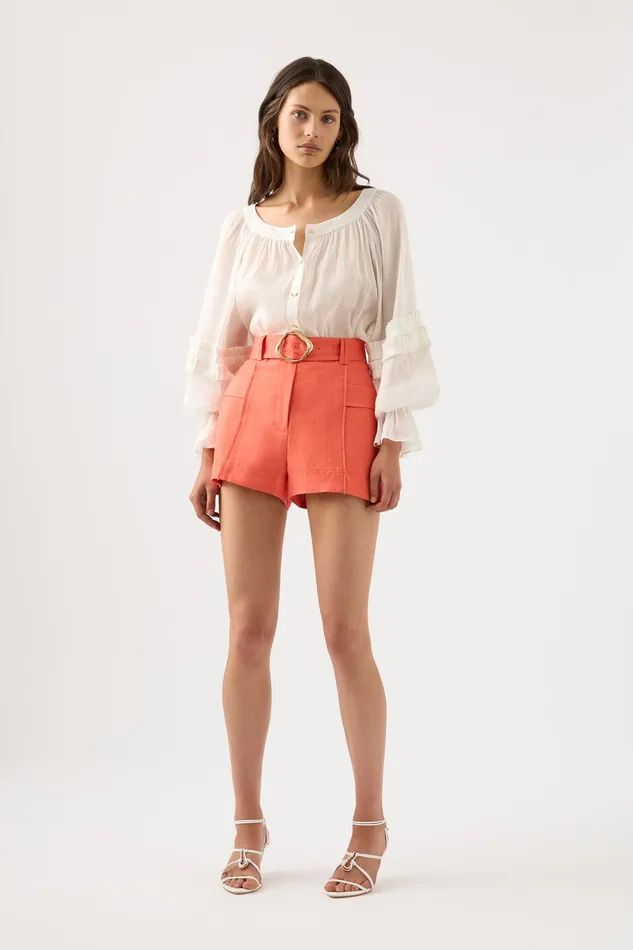 Aje Aurora Pinstitch Utility Short Coral Women Shorts