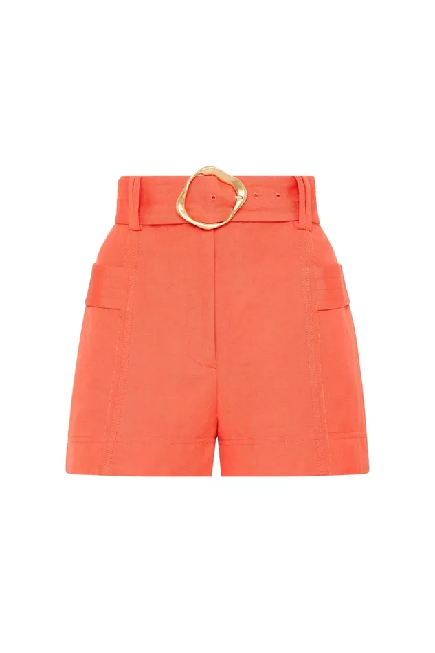 Aje Aurora Pinstitch Utility Short Coral Women Shorts