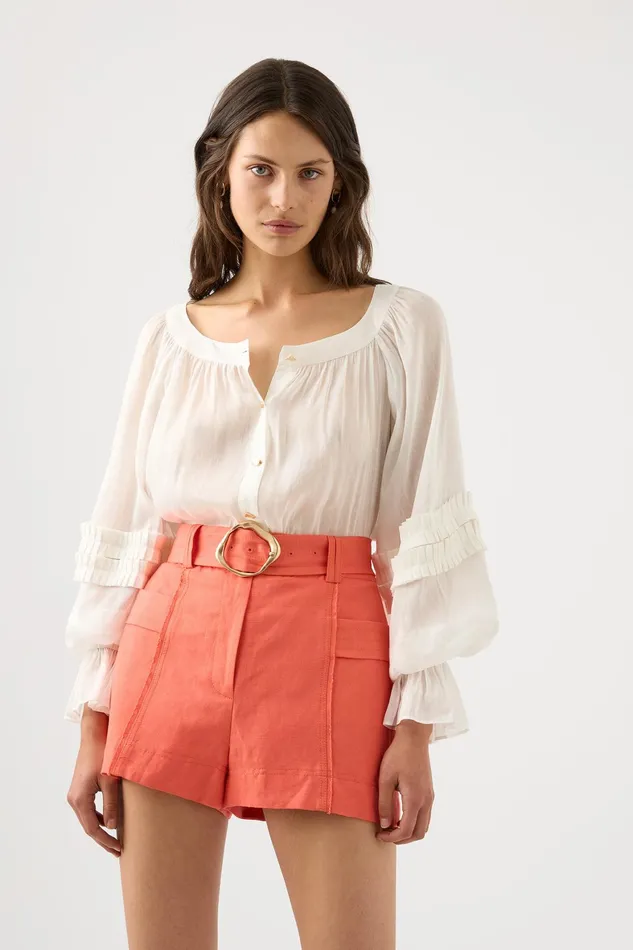 Aje Aurora Pinstitch Utility Short Coral Women Shorts