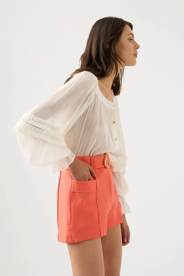 Aje Aurora Pinstitch Utility Short Coral Women Shorts