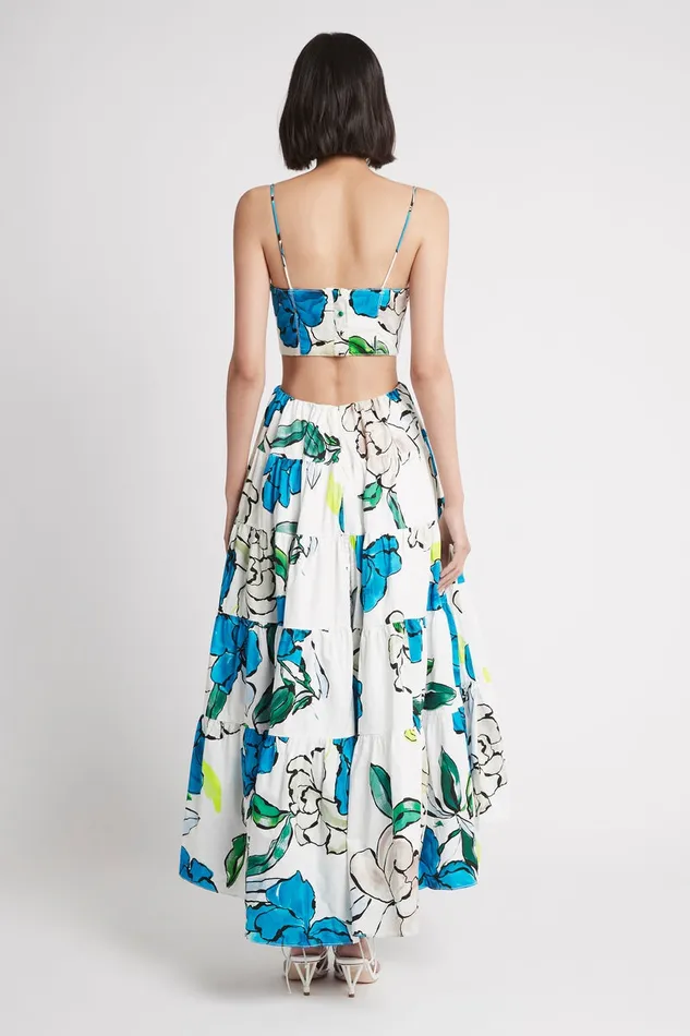 Aje Botanical Tiered Midi Dress Cool Camellia Women Dresses