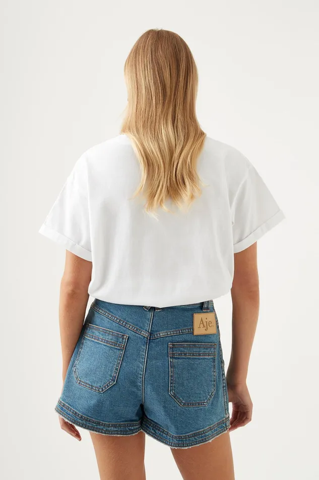 Aje Cary Embellished Tee Whiteblack Women Tees