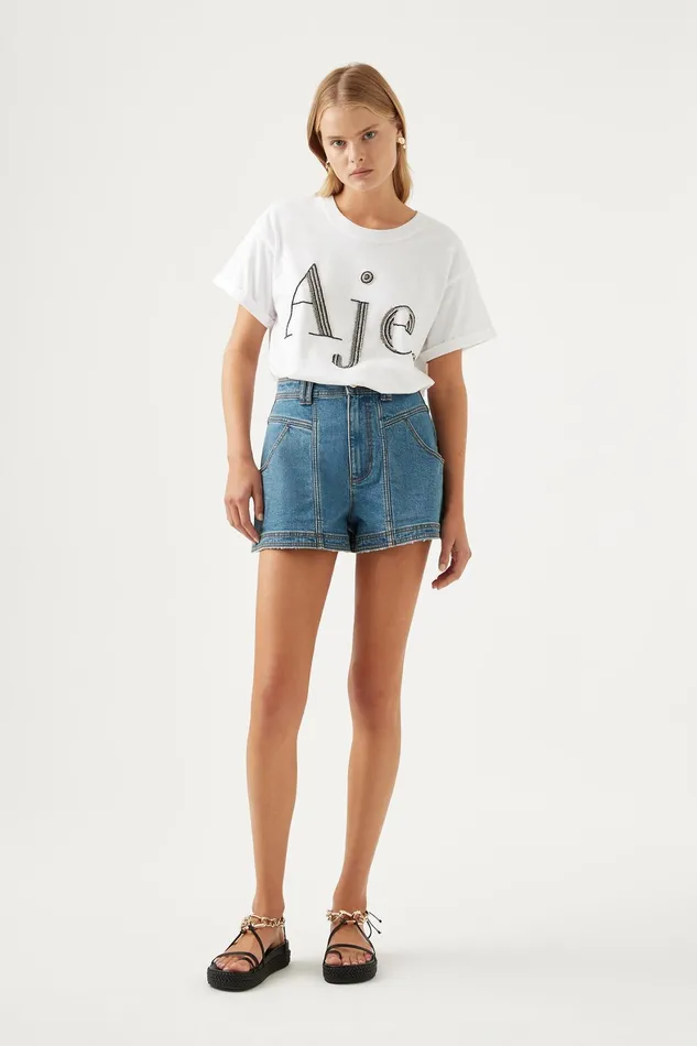 Aje Cary Embellished Tee Whiteblack Women Tees