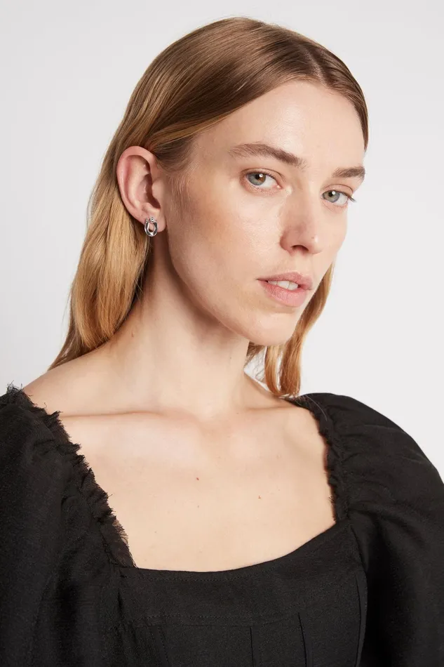 Aje Cecile Puff Sleeve Corset Top Black Women Tops