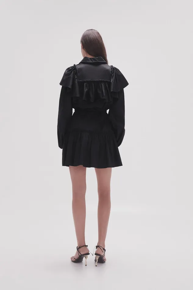 Aje Dahlia Flounce Mini Dress Black Women Dresses