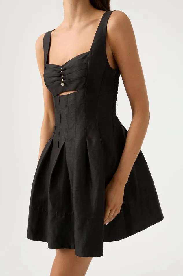 Aje Divinity Pearl Pin Mini Dress Black Women Dresses