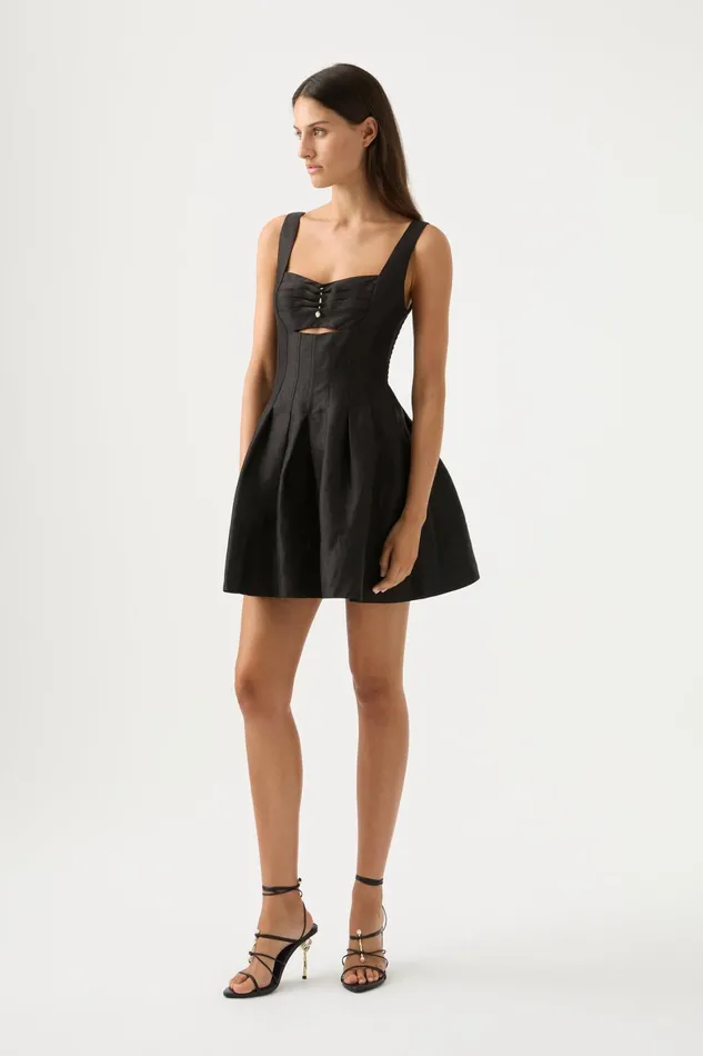 Aje Divinity Pearl Pin Mini Dress Black Women Dresses