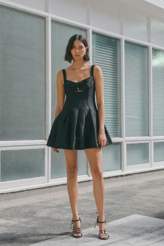 Aje Divinity Pearl Pin Mini Dress Black Women Dresses