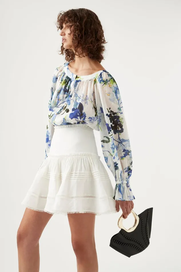 Aje Dora Ruffle Mini Skirt Ivory Women Skirts