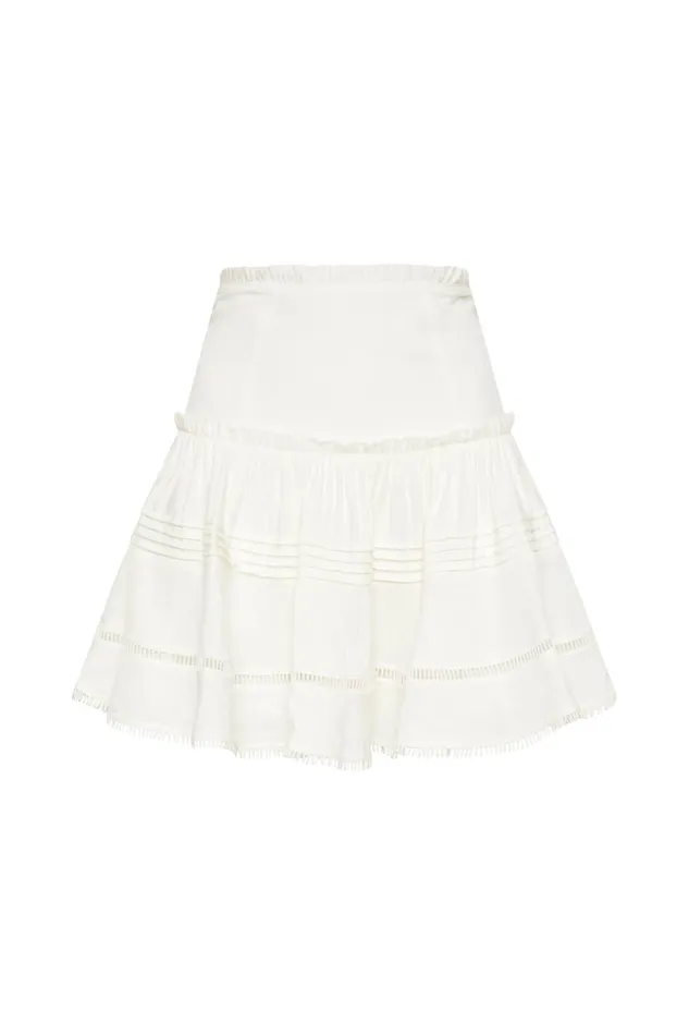 Aje Dora Ruffle Mini Skirt Ivory Women Skirts