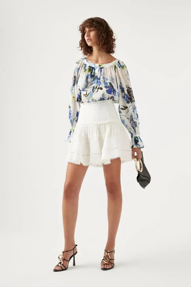 Aje Dora Ruffle Mini Skirt Ivory Women Skirts